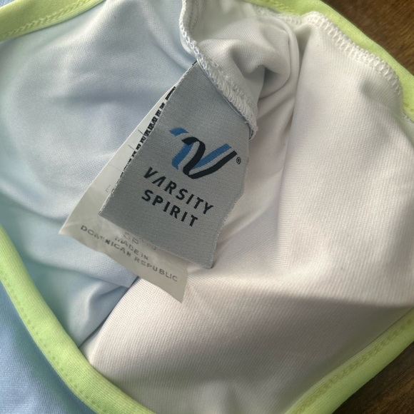 Varsity Spirit Light Blue with neon accent Women's Sports Bra size large - Picture 3 of 4